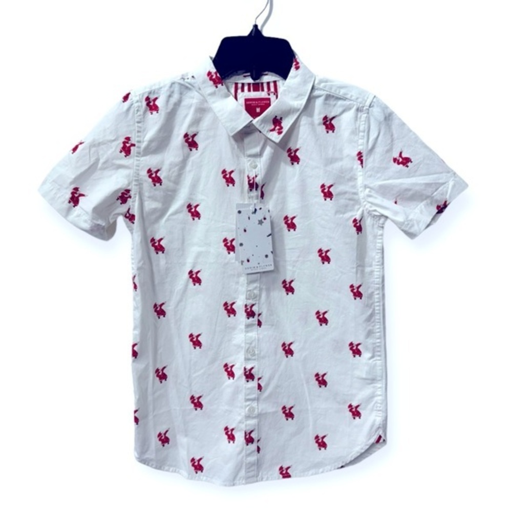 Denim & Flower Boys Button Down Santa Shirt Size 11/12